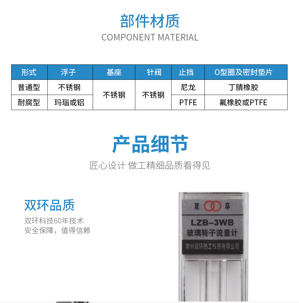 晟节 玻璃转子流量计lzb-3wb 4wb 6wb 10wb 空气氧气氮气液体水流量计 LZB-3WB水4-40ML/MIN