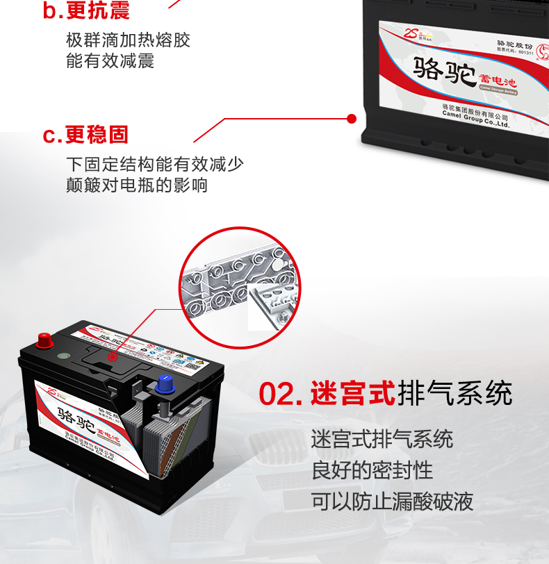 骆驼(CAMEL)汽车电瓶蓄电池6-QW-120(2S) 12V 适配于中国重汽、大运货车、华菱时风农用车 无旧电池专拍