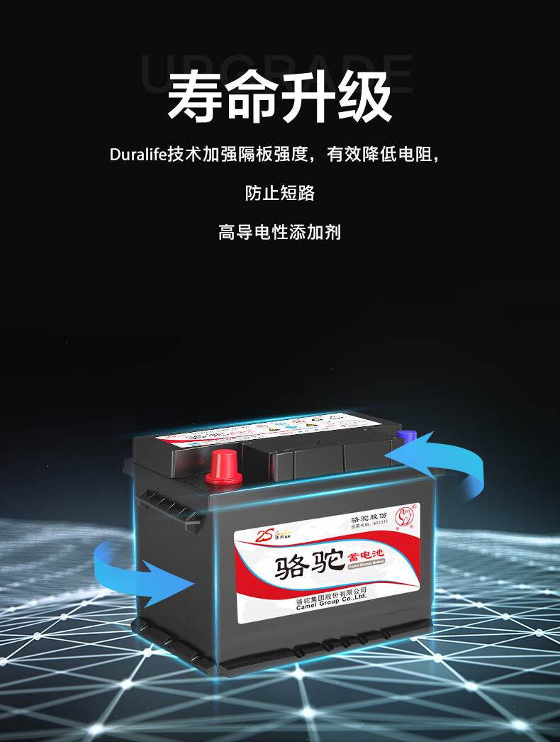 骆驼(CAMEL)汽车电瓶蓄电池6-QW-150(2S) 12V 以旧换新上门安装