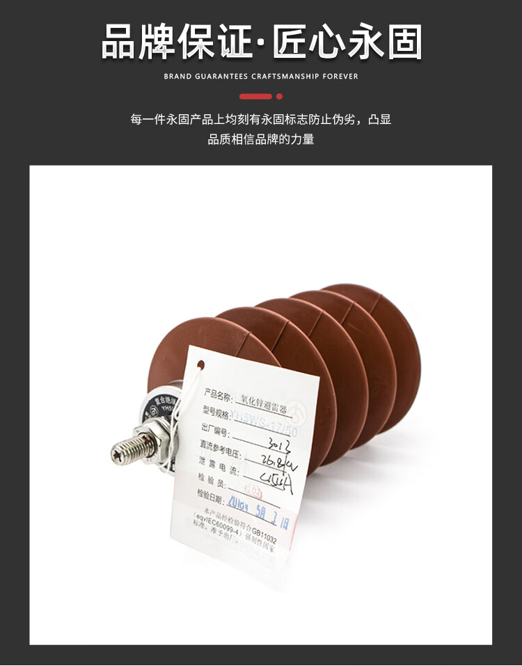 永固 复合氧化避雷器YH5WS 高压配电型10KV 35KV 防雷硅橡胶一体式 YH5WS-51/134 35KV