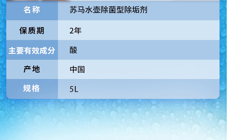 泰华施 101103651 苏马水壶除菌型除垢剂-5L