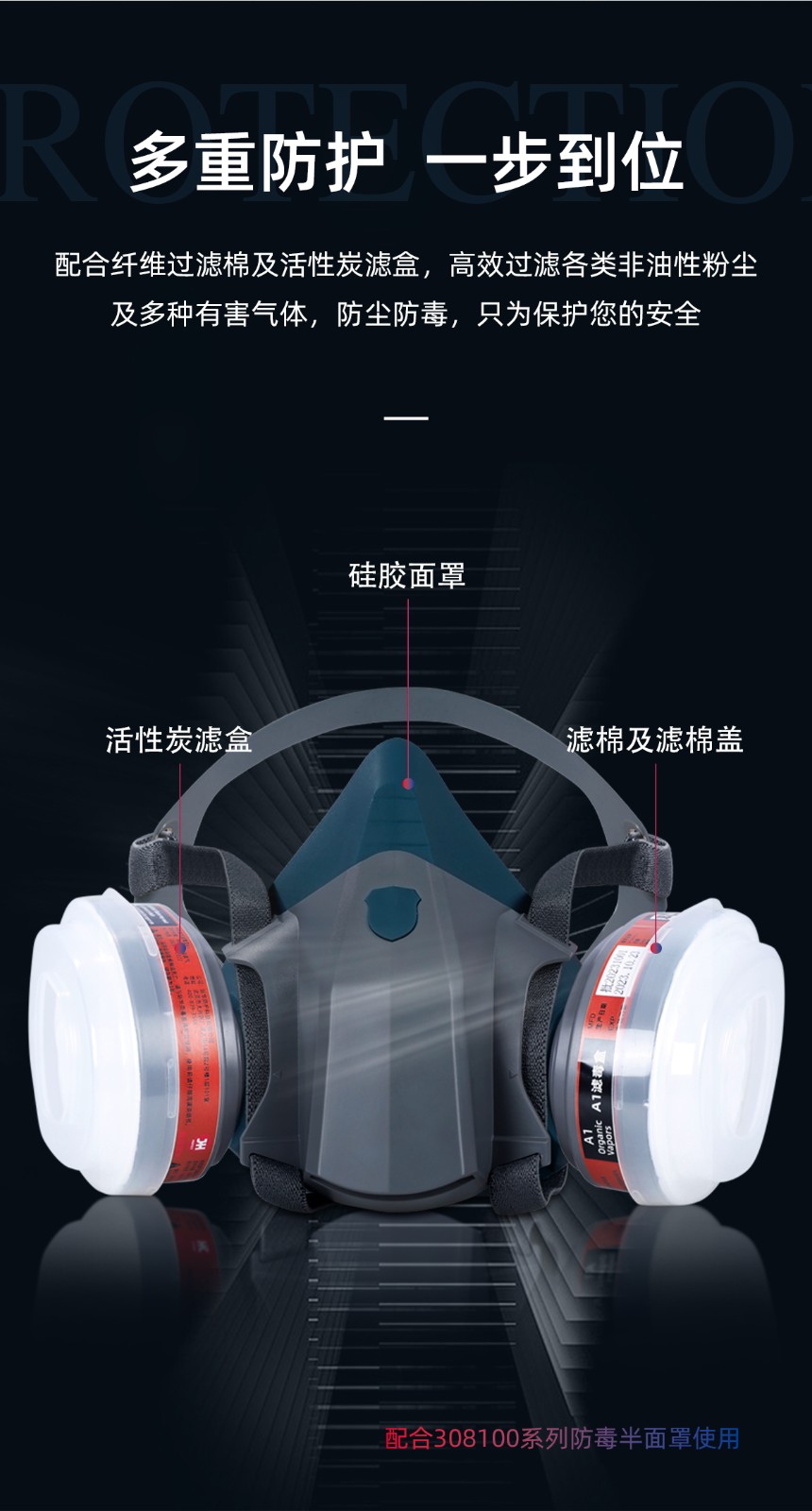 际华防护 8600 A1B1E1K1型多功能综合滤毒盒