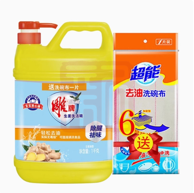 雕牌 1100103028 生姜洗洁精+洗碗布一片-1kg - 雕牌