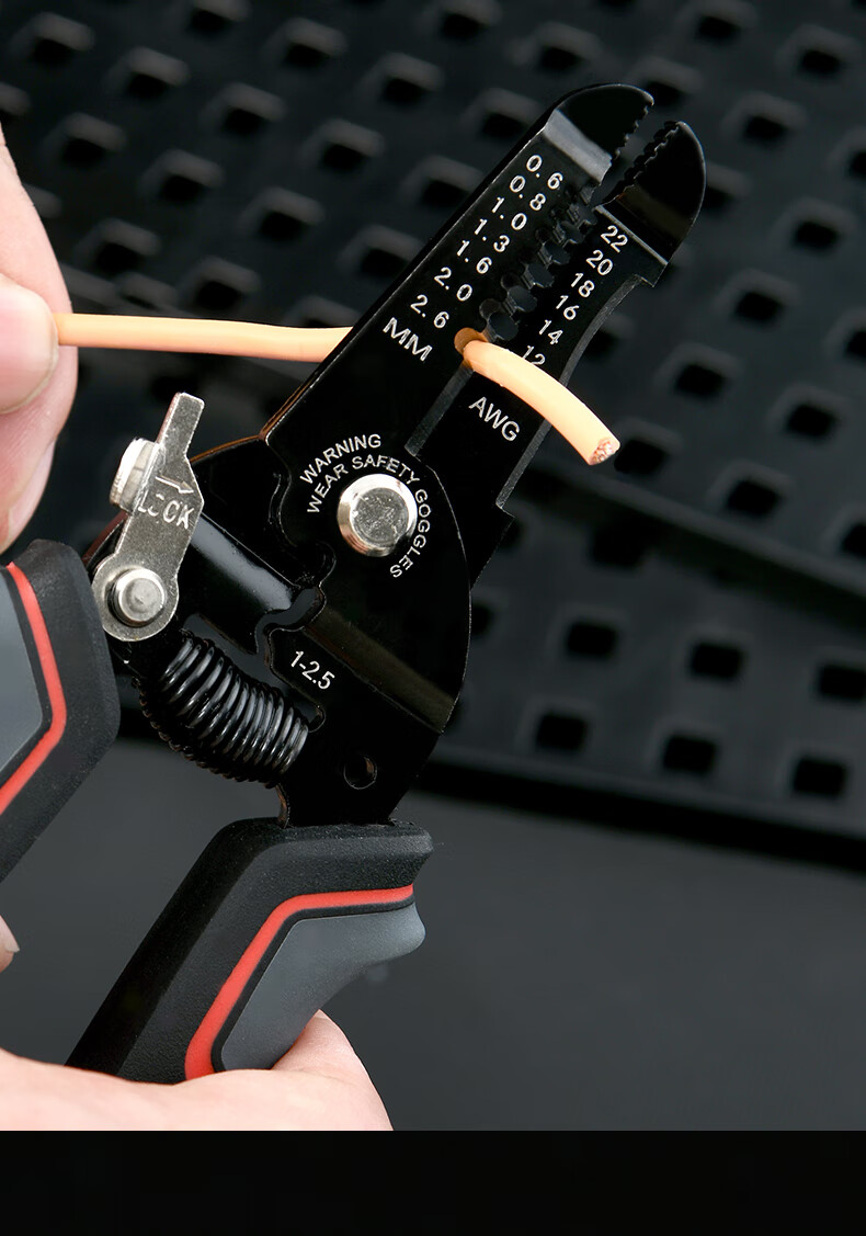 得力 DL2609 压线钳削皮分线剥线钳0.8-2.6mm(黑)-个
