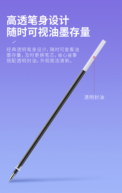 得力 S760 子弹头中性笔芯0.5mm子弹头黑色（20支/盒）-盒