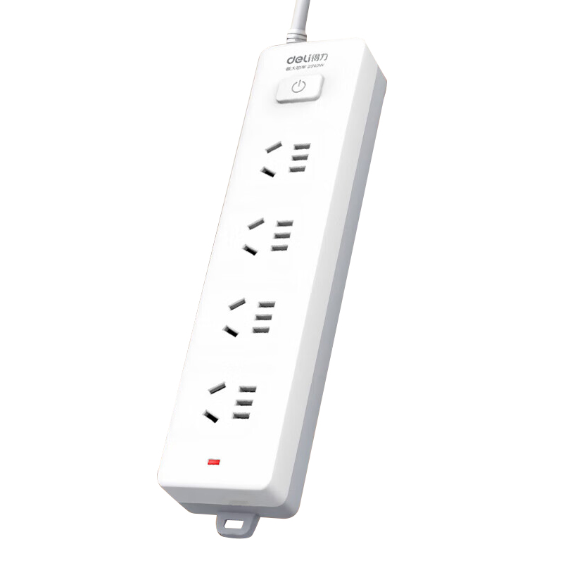 得力 18253(02) 插座4组2米PVC袋装白色(只)