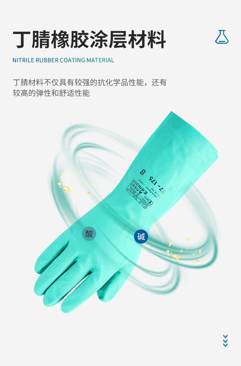 Ansell 安思尔 Solvex 37175丁腈防化手套7
