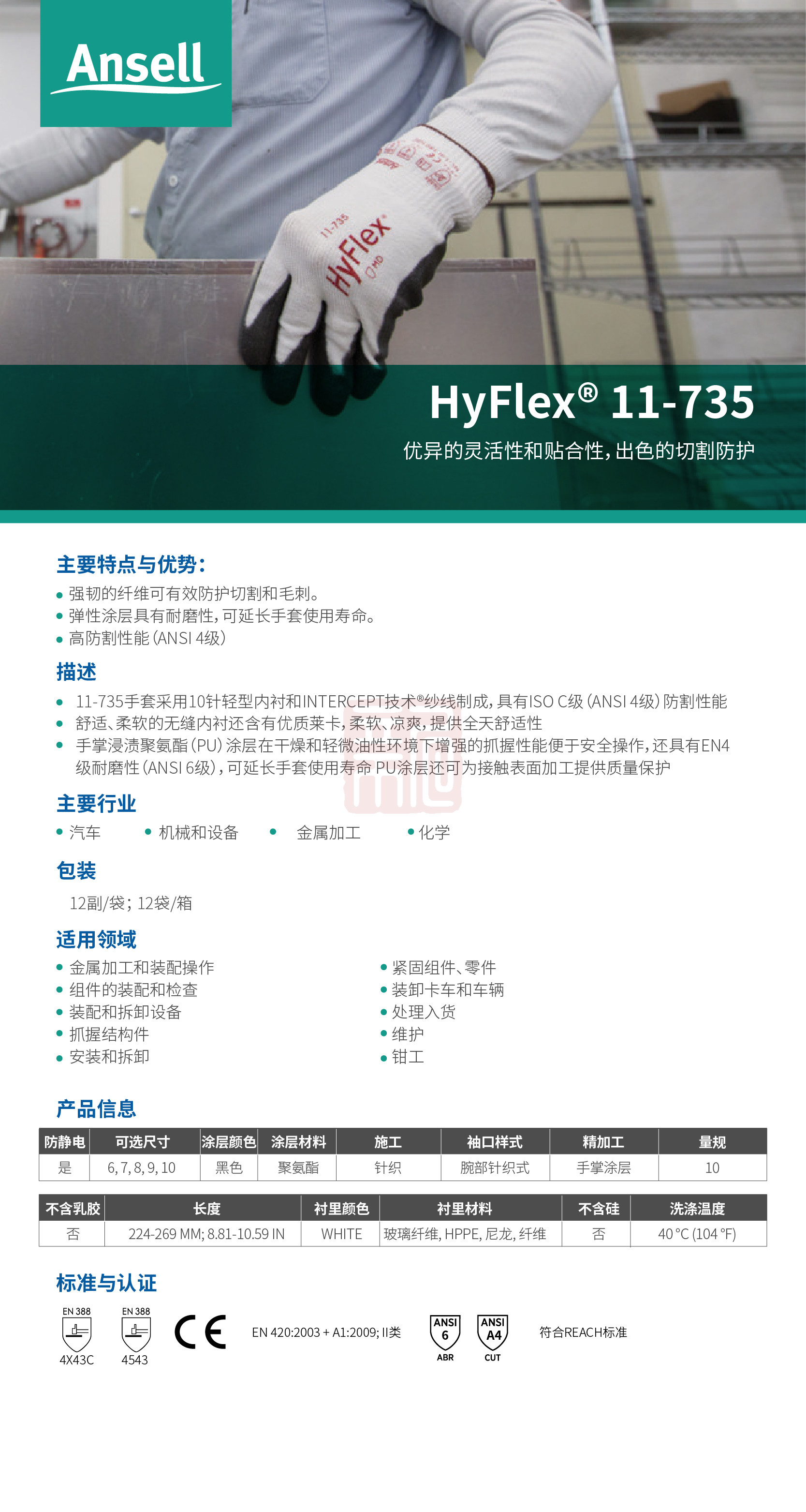 Ansell 安思尔HyFlex 11735 防割手套7