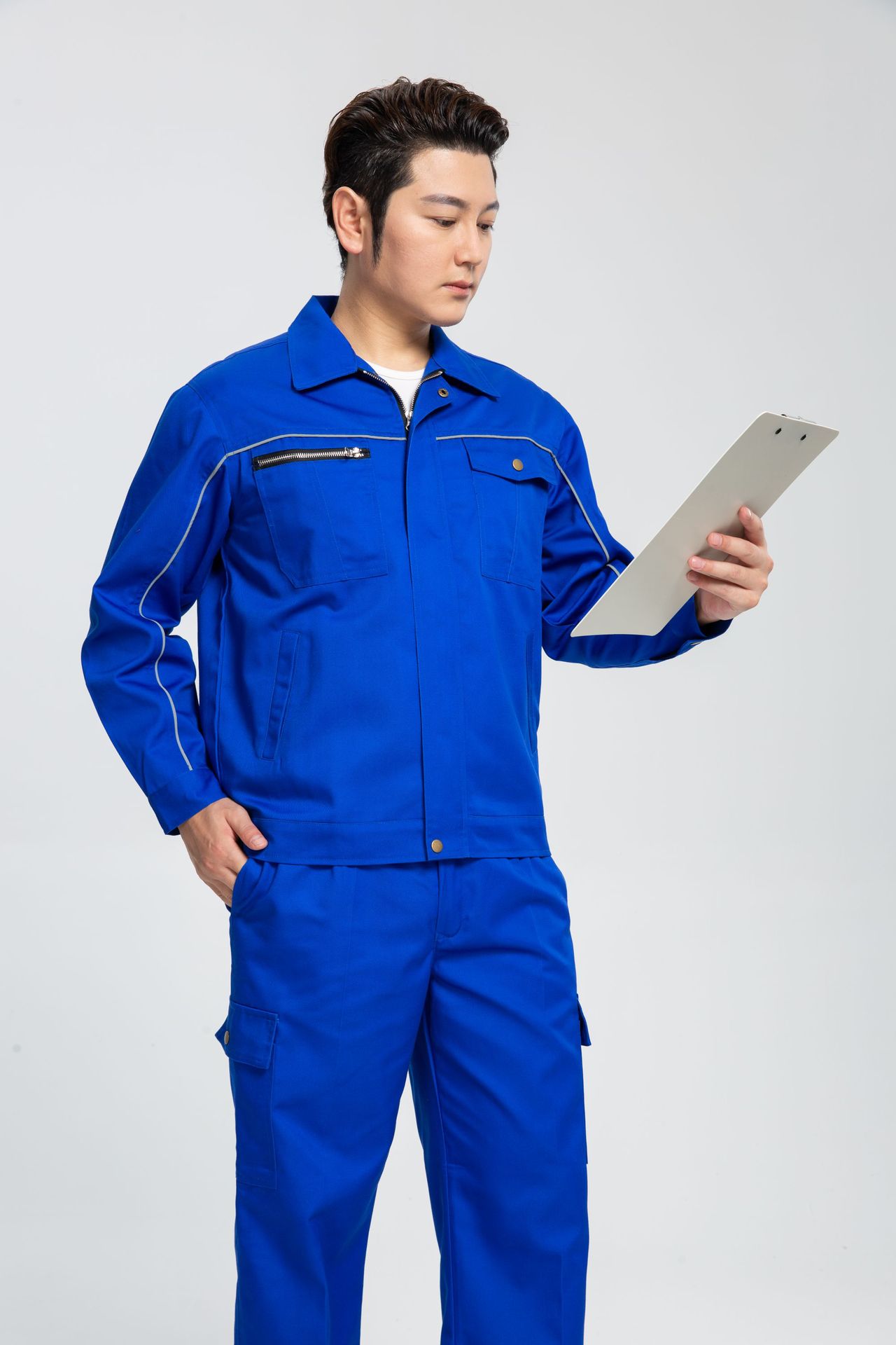 君御 JY-T801 春秋防酸碱防静电工作服 套装-宝蓝色-5XL