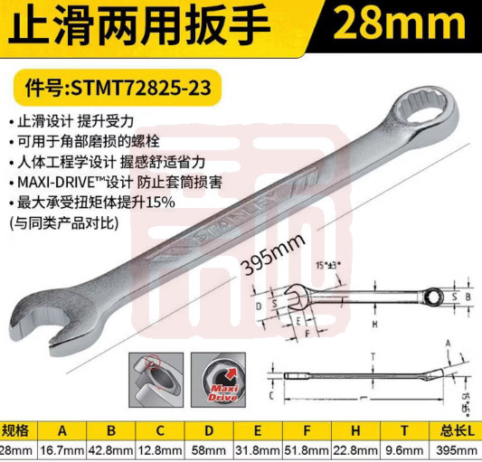 史丹利 STMT72825-23 止滑两用扳手28mm(0574)-个 - 史丹利