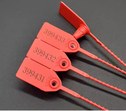 百老汇 28cm红色/100条 塑料封条货车扎带一次性铅封物流封签防盗防调包扣