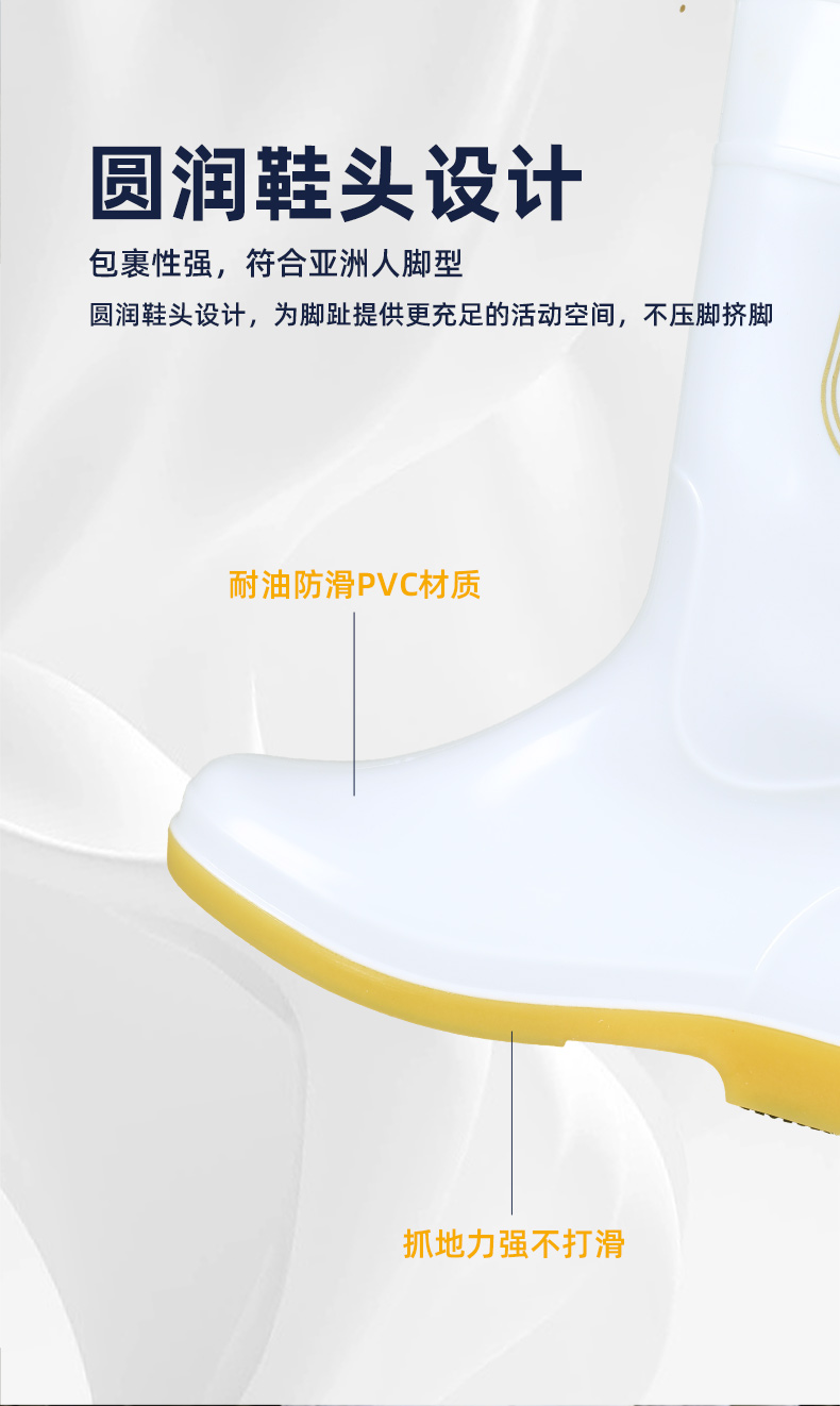 SAFEMAN君御 802 中筒耐油耐酸碱橡胶防滑大底食品靴雨靴白色-45