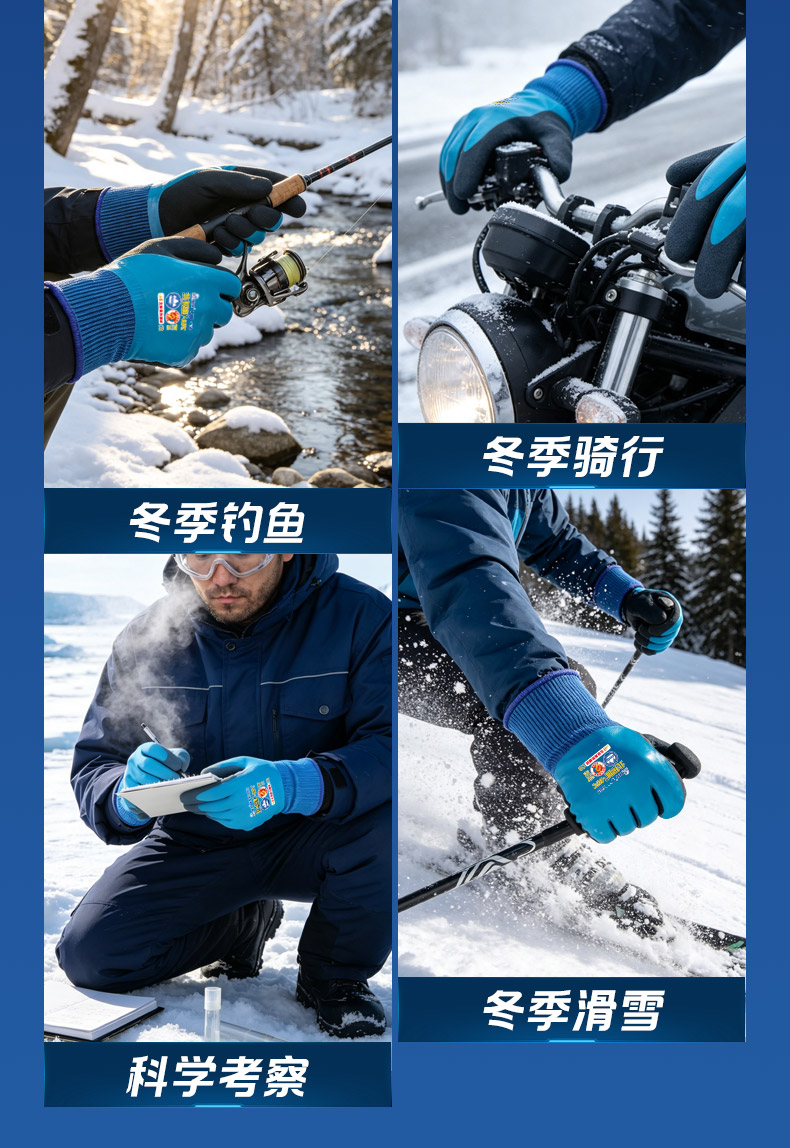 登升 北极狐 303开司米绒耐-30℃防寒保暖手套 蓝色