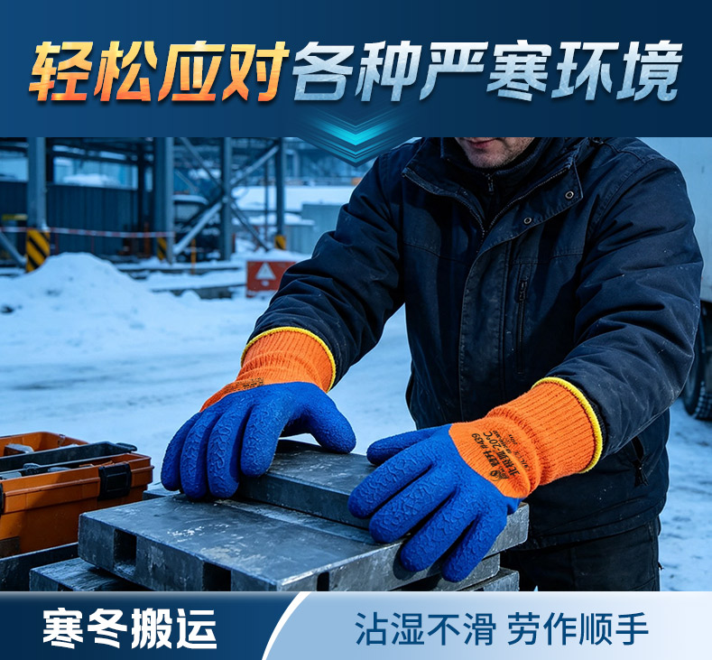 登升 北极狐 439 7针毛圈3/4浸乳胶发泡-20℃防寒保暖手套