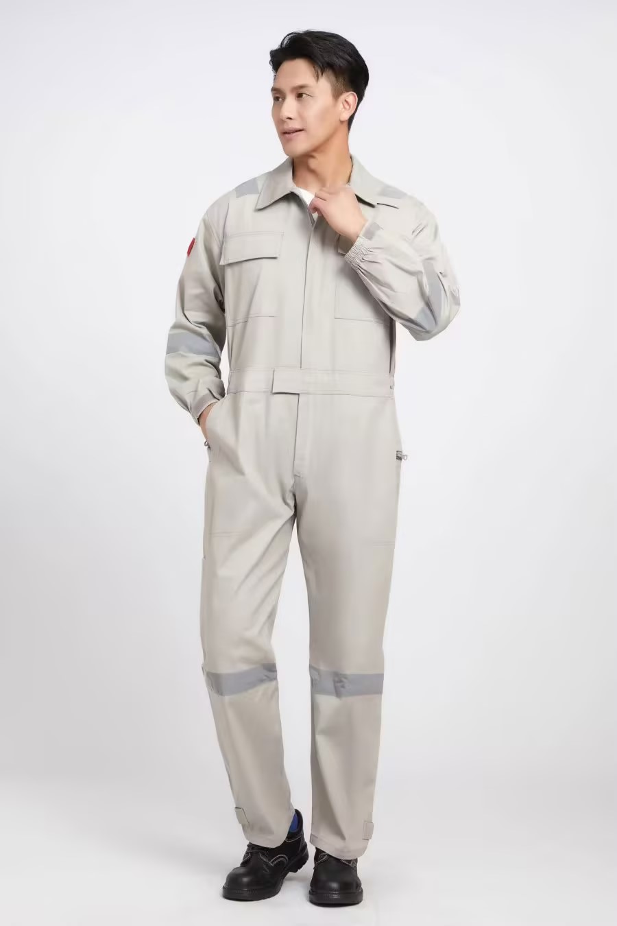 君御 W5606 春秋纯棉防静电连体服 浅灰色