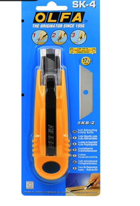 OLFA/爱利华 SK-4 安全开箱美工自动回弹伸缩安全刀介刀-个