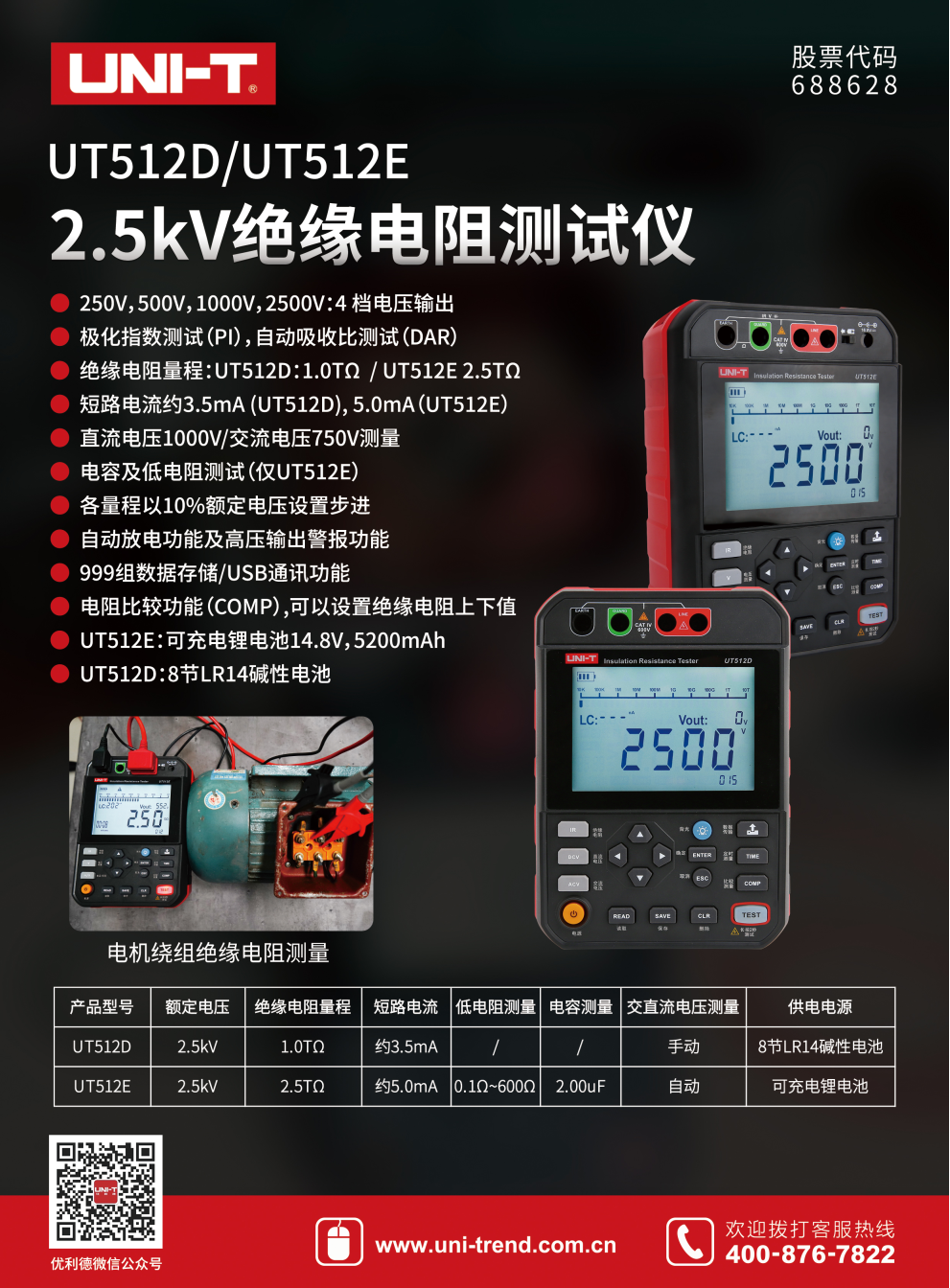优利德 UNI-T UT512E 绝缘电阻仪-手持式回路电阻测试仪