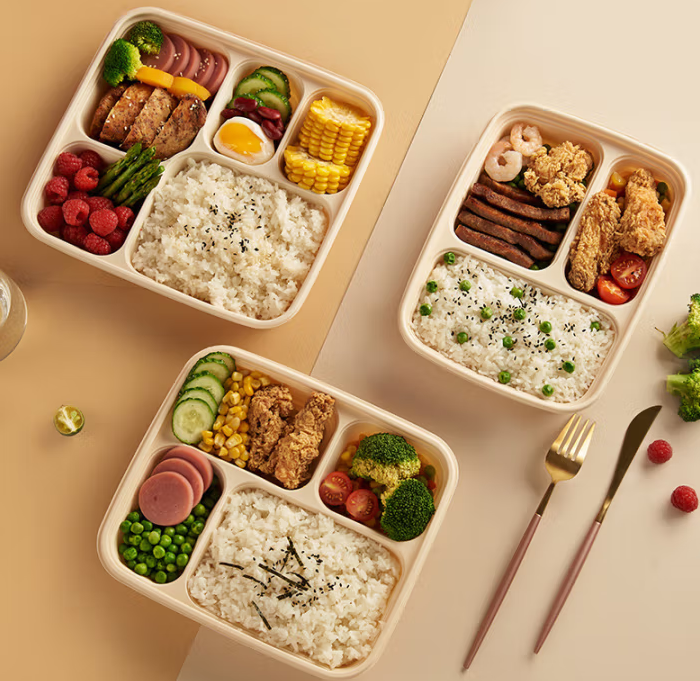 侑家良品 一次性饭盒可微波可降解带盖加厚食品级打包快餐盒碗 1200ml*10套-个