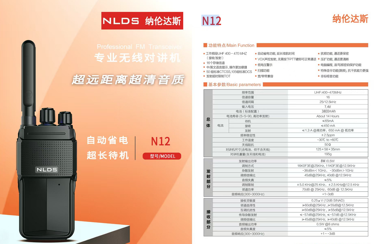 纳伦达斯 N12 对讲机-台