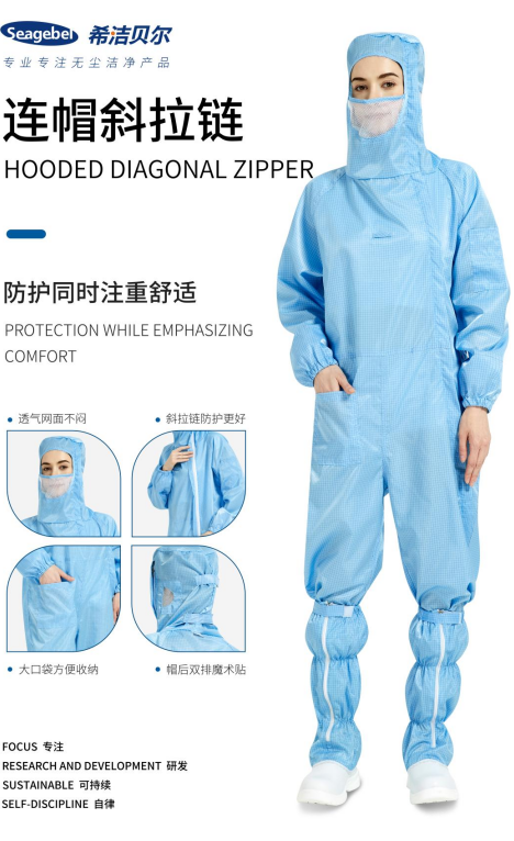 希洁贝尔 SEL-YF-XLWG 百级防静电服蓝色-S
