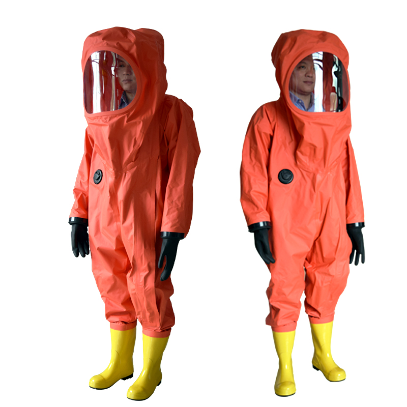 东安 全封闭重型连体防化服DA-024材质：尼龙PVC 类型 防化服套橘红色-重型防化服