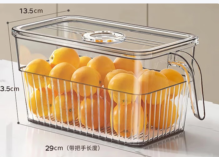 佳帮手 冰箱专用收纳盒食品级 冰箱蔬菜鸡蛋密封保鲜盒厨房冷冻整理储物大容量中号（两只装）防串味-个