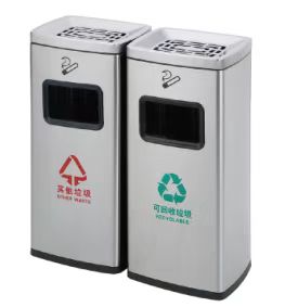 润楷 二分类  不锈钢酒店垃圾桶分类带烟灰缸-销售单位