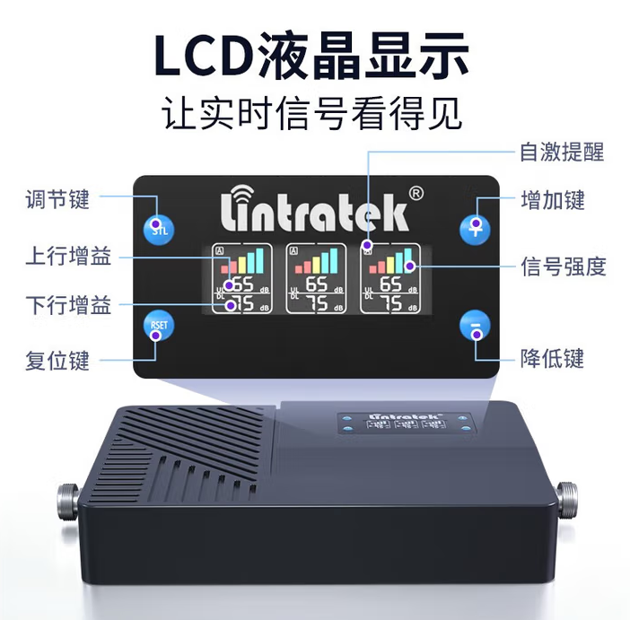 林创 工程级手机信号放大器大功率三网通别墅山区地下室移动联通电信4G5G上网通话手机信号增强器 50米/4个吸顶-连接线