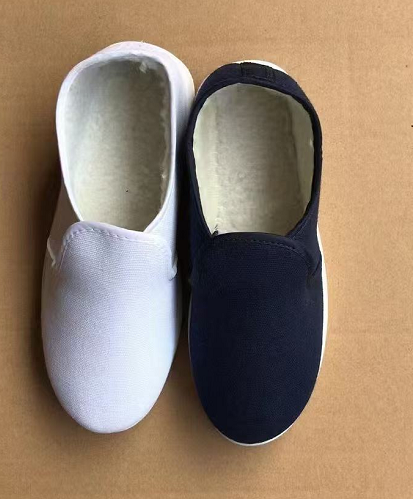 君御 PVC 中巾帆布防静电鞋小白鞋洁净鞋（加毛白色）-36