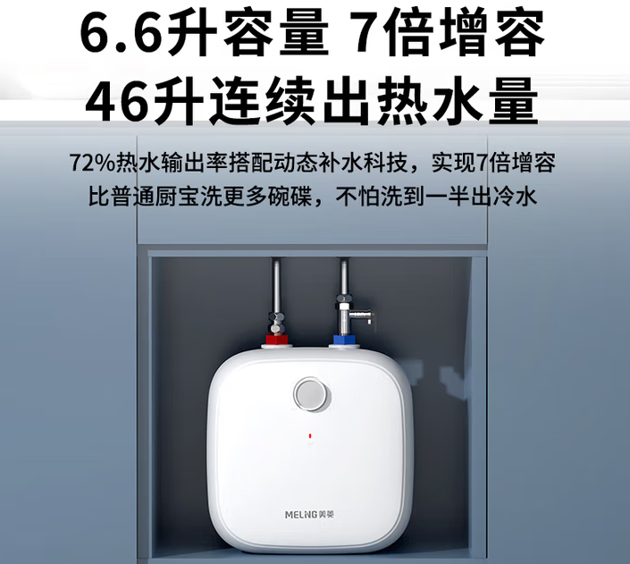 美菱（MeiLing） 小厨宝家用电热水器2200W 6.6L-台