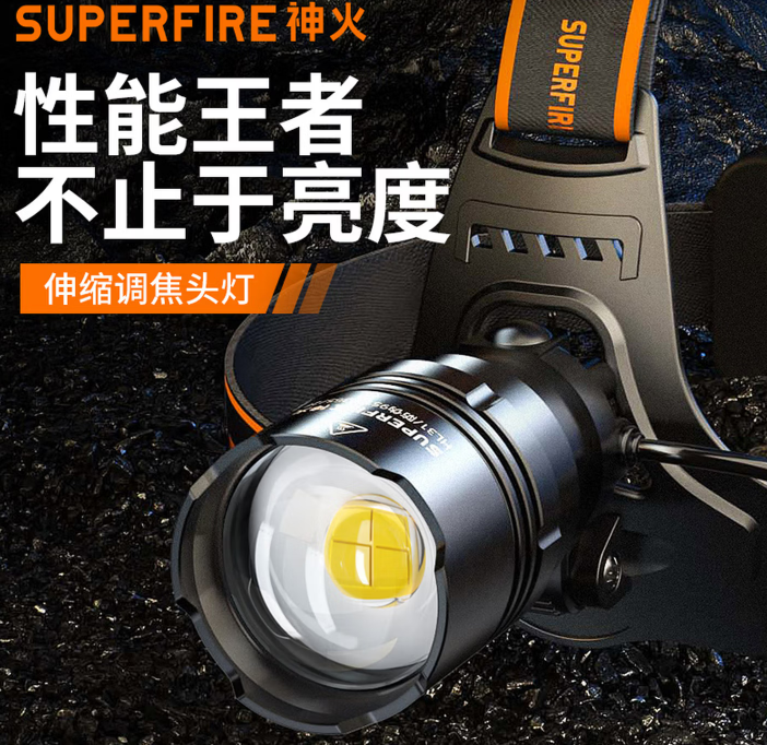 神火 HL31 变焦头灯36W大功率强光led超亮头戴式赶海户外夜钓鱼灯专用-个