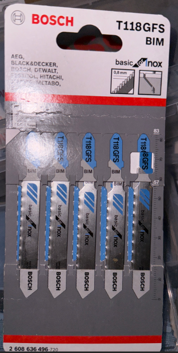 博世 2608636496 专业级不锈钢切割曲线锯条T118GFS