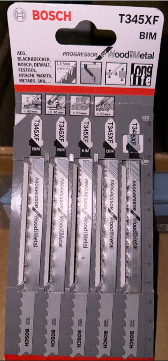博世 2608634994 专业级复合材料切割曲线锯条T345XF132mm-18齿