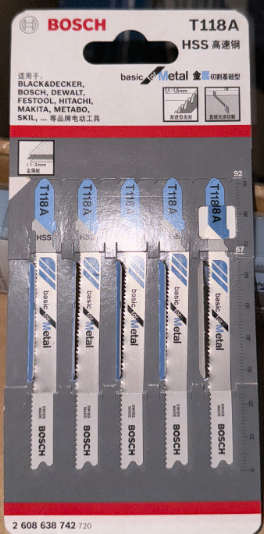 博世 2608631013 金属切割基础型曲线锯条 T118A92mm-24齿