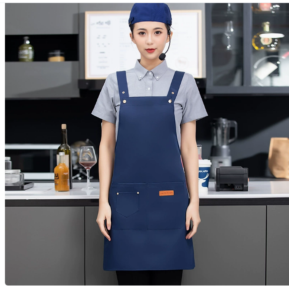 君御 蓝色棉布围裙 时尚款-均码