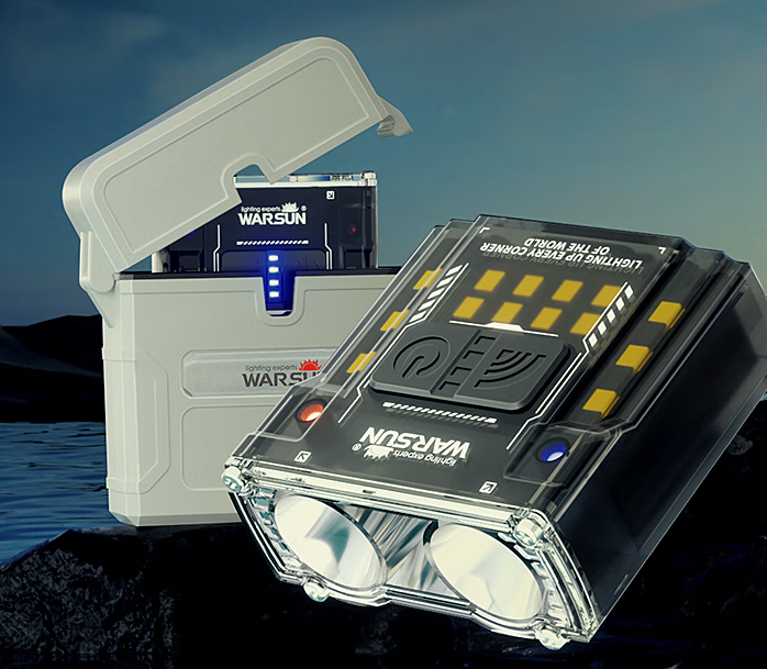 沃尔森 G7 头灯帽夹灯夜钓感应钓鱼强光充电超亮超长续航超轻（咖色）-白光