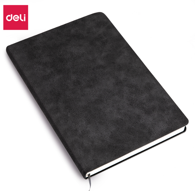 得力（DELI） 3340 仿皮记事本A5/120张灰色-个