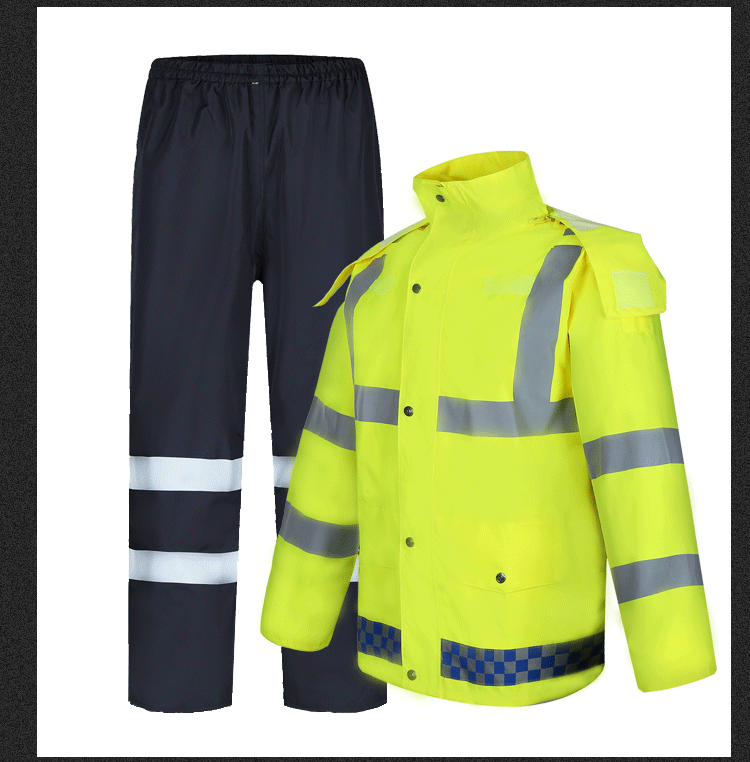 SAFEMAN君御 N211-3A 带反光条雨衣执勤雨衣套装 (定制荧光绿) S码-S