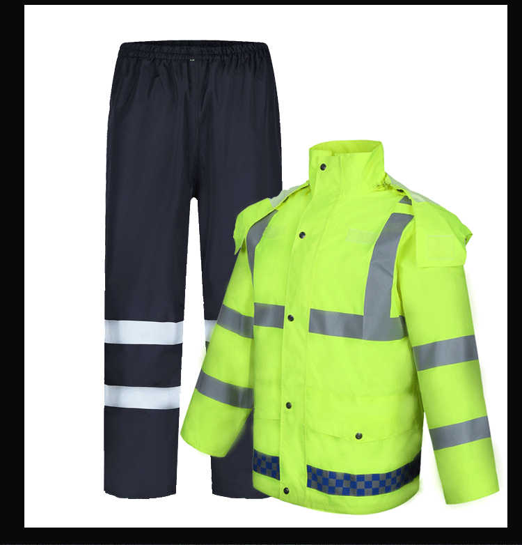 SAFEMAN君御 N211-3A 带反光条雨衣执勤雨衣套装 (定制荧光绿) S码-S