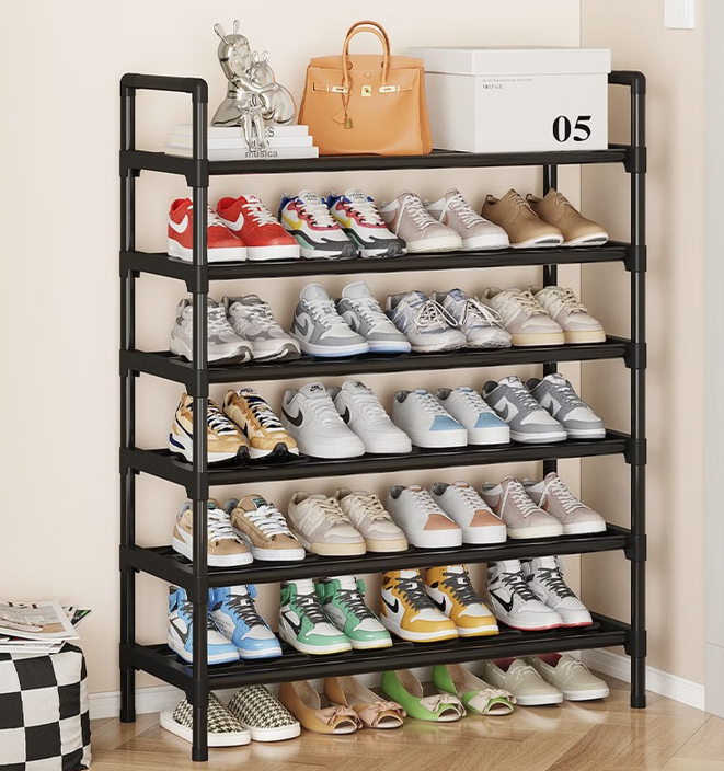 唯良（WEILIANG） 多功能简易鞋架门口多层家用鞋子收纳架室内鞋架子宿舍鞋架置物架 6层80cm-加宽+单层4根钢管-套
