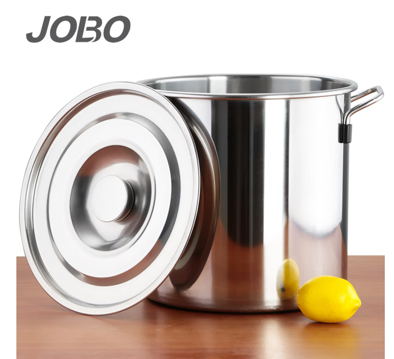 巨博（JOBO） 商用汤锅加厚不锈钢桶带盖子35cm汤桶储物桶油水米面桶斜身桶 35*35cm-个