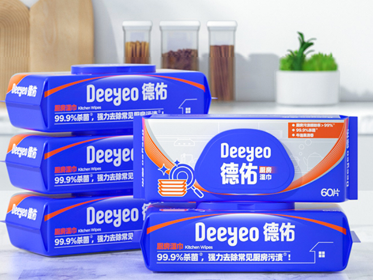 德佑 湿巾厨房湿巾 99.9%杀菌强力去除厨房污渍60片/包-包