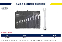 长城精工 321120 20 件专业级棘轮两用扳手组套-套