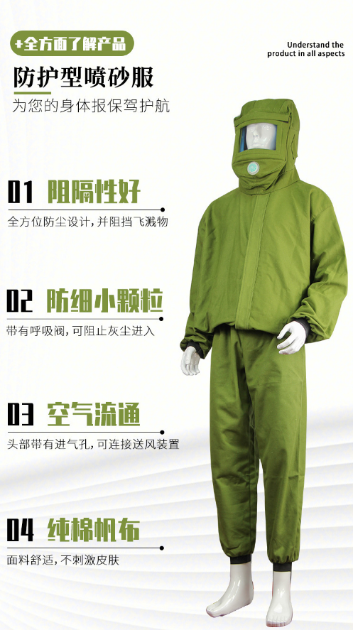 荣之拓 PSF-65LP-1 绿色喷砂服上衣弧镜+裤子-均码