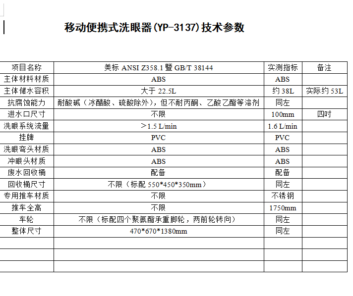 君御 YP-3137 移动自容式洗眼器-小推车式