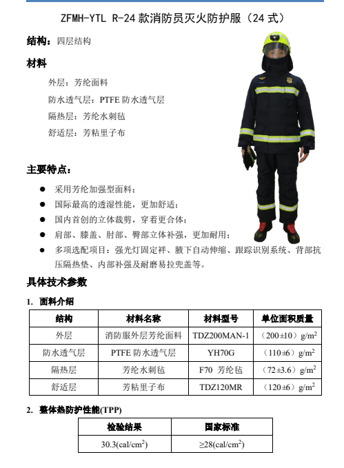 英特莱 ZFMH-YTLR-24款消防员灭火防护服(24式) 衣服裤子-170