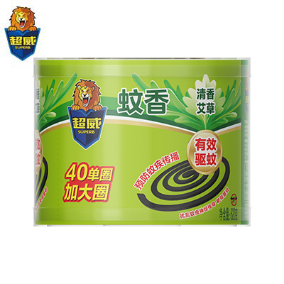 超威 6920174761535 微烟蚊香艾草清香加大圈PVC塑桶装40圈-盒