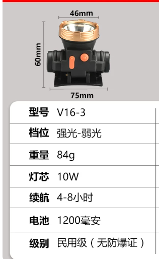 银诺 V16 民用级头灯（生活防水）-白光