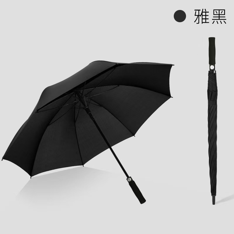 百劳汇 8骨高尔夫伞男士长柄 加固雨伞（自动开伞）-曜石黑-把