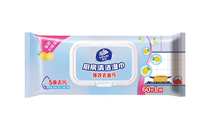 维达 VW4001 厨房清洁湿巾（60片/包）-包